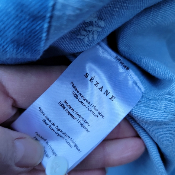 Sezane Tomboy Shirt In Embroidered Denim Sz 34 Us 2 - Picture 7 of 13